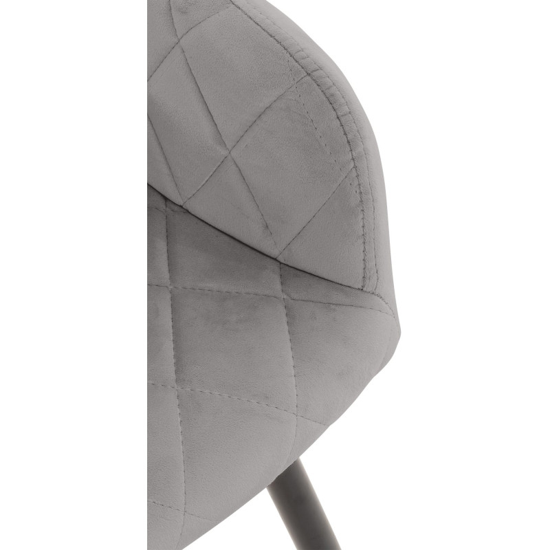 Fauteuil de table motif matelassé en Velours Gris Métal Noir Solinda - 6