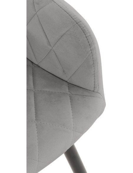 Fauteuil de table motif matelassé en Velours Gris Métal Noir Solinda - 6