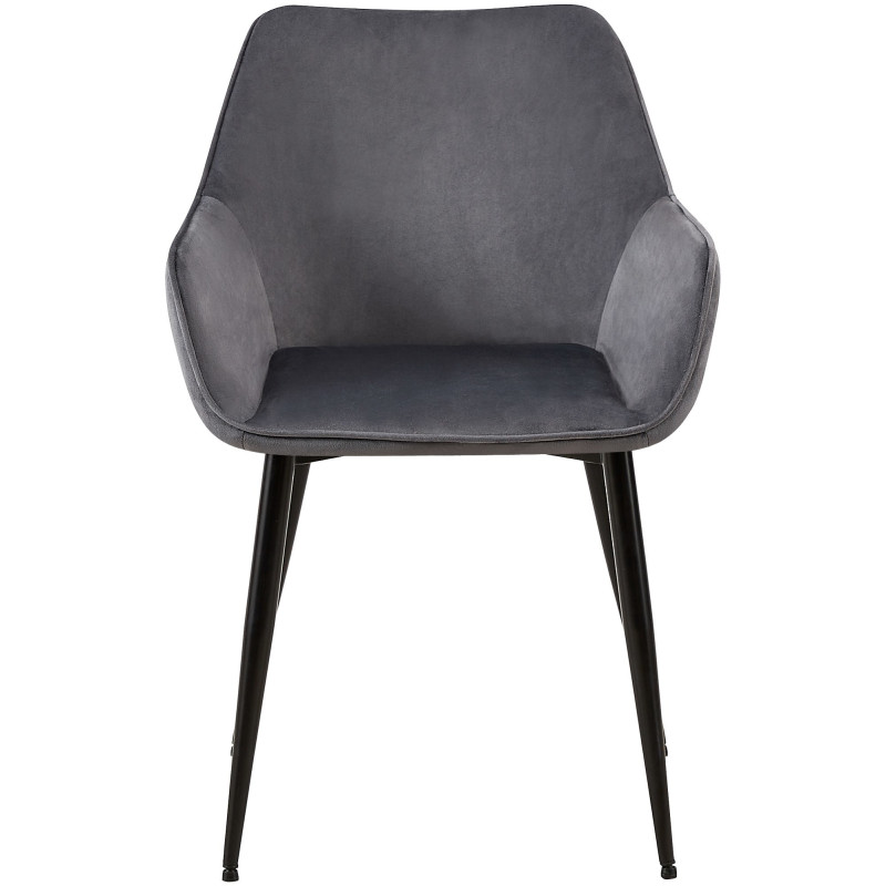 Fauteuil de table moderne en Velours Gris foncé Métal Noir Kravi - 2