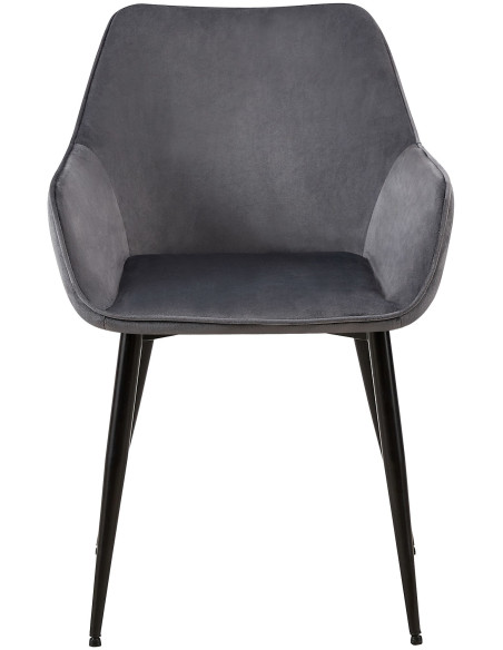 Fauteuil de table moderne en Velours Gris foncé Métal Noir Kravi - 2