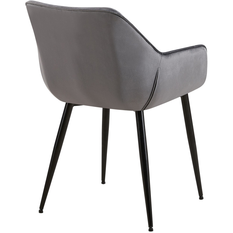 Fauteuil de table moderne en Velours Gris foncé Métal Noir Kravi - 4