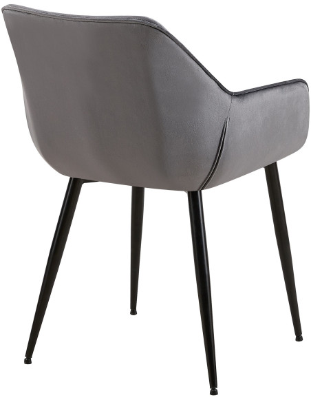 Fauteuil de table moderne en Velours Gris foncé Métal Noir Kravi - 4