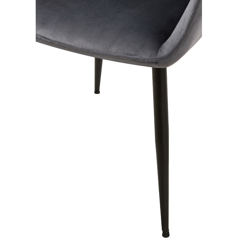 Fauteuil de table moderne en Velours Gris foncé Métal Noir Kravi - 5