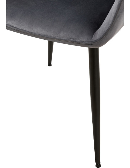 Fauteuil de table moderne en Velours Gris foncé Métal Noir Kravi - 5