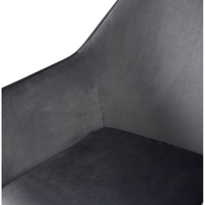 Fauteuil de table moderne en Velours Gris foncé Métal Noir Kravi - 6
