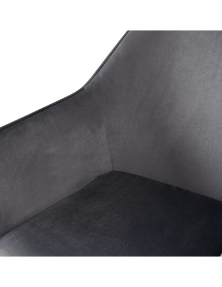 Fauteuil de table moderne en Velours Gris foncé Métal Noir Kravi - 6