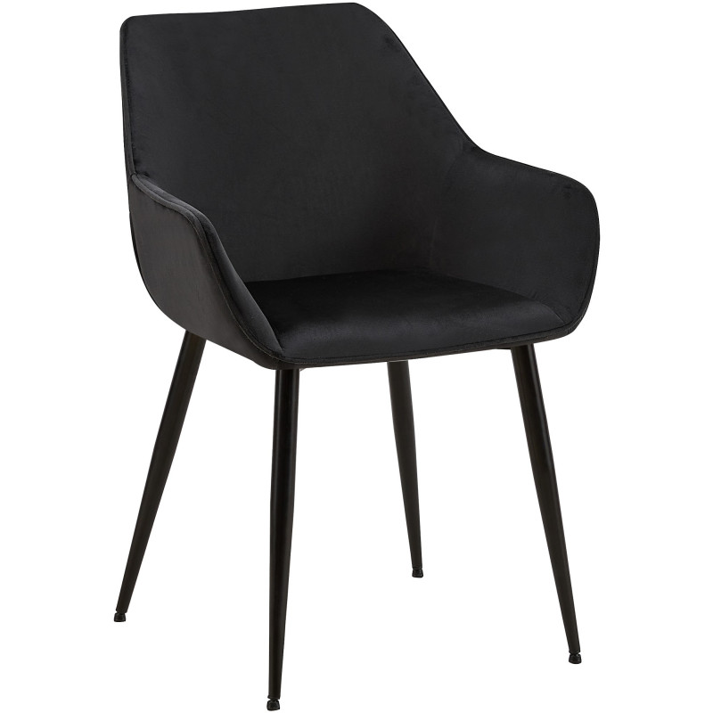 Fauteuil de table moderne en Velours Noir Métal Noir Kravi - 1