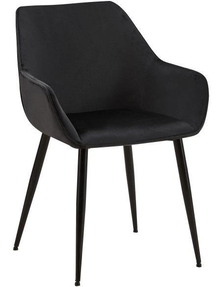 Fauteuil de table moderne en Velours Noir Métal Noir Kravi - 1