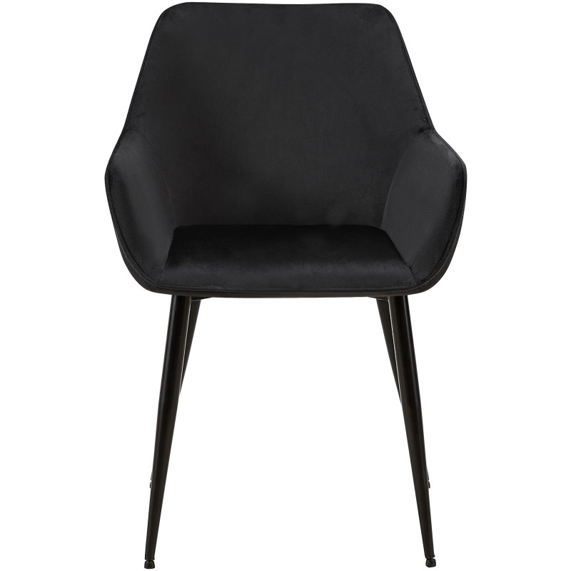 Fauteuil de table moderne en Velours Noir Métal Noir Kravi - 2