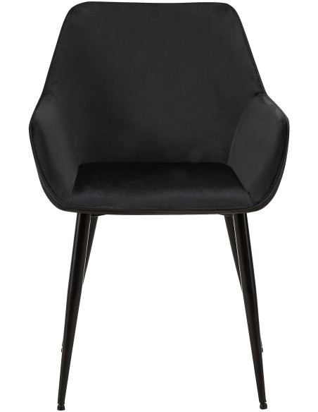 Fauteuil de table moderne en Velours Noir Métal Noir Kravi - 2