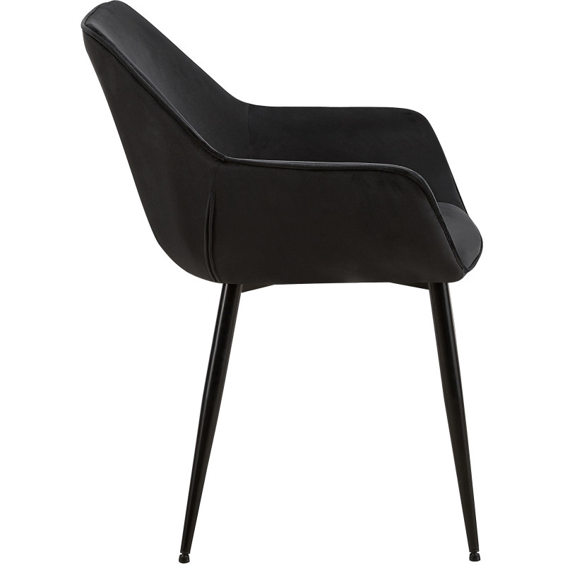 Fauteuil de table moderne en Velours Noir Métal Noir Kravi - 3