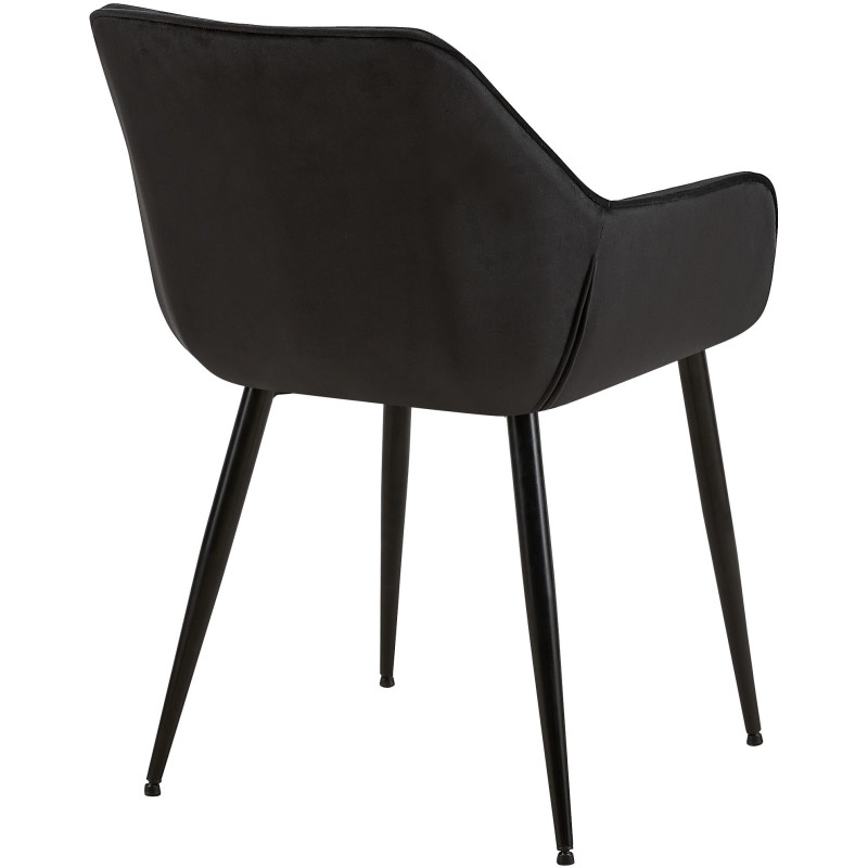 Fauteuil de table moderne en Velours Noir Métal Noir Kravi - 4