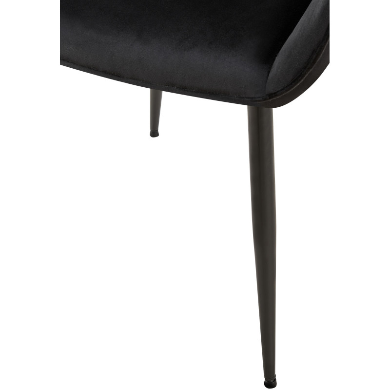 Fauteuil de table moderne en Velours Noir Métal Noir Kravi - 5