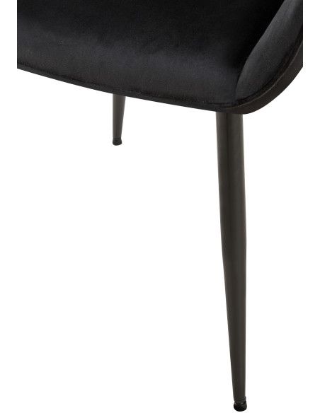 Fauteuil de table moderne en Velours Noir Métal Noir Kravi - 5