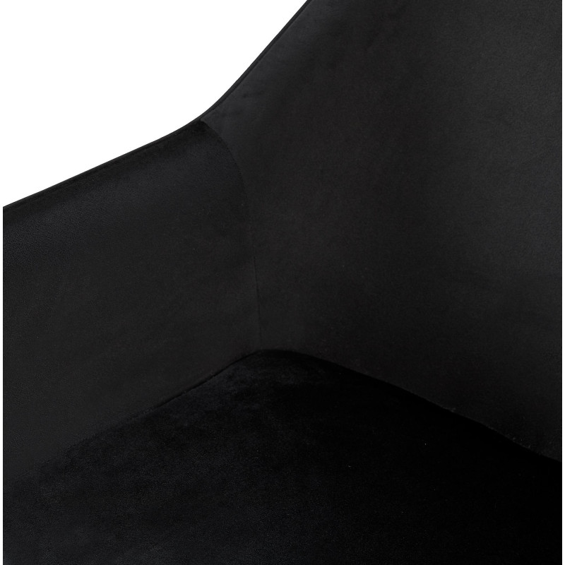 Fauteuil de table moderne en Velours Noir Métal Noir Kravi - 6