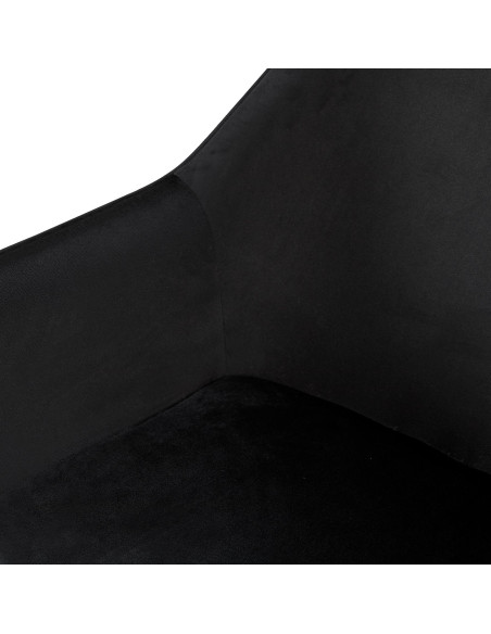Fauteuil de table moderne en Velours Noir Métal Noir Kravi - 6