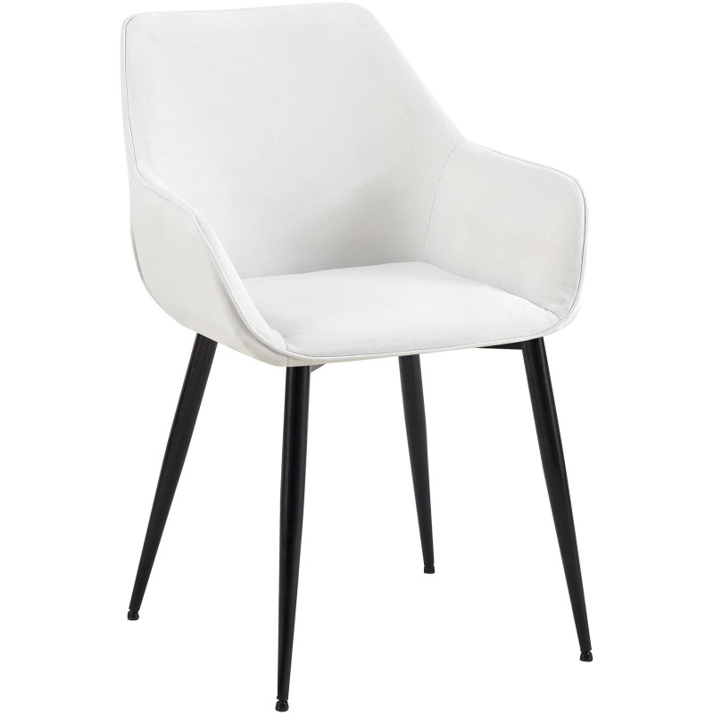 Fauteuil de table moderne en Tissu Blanc crème Métal Noir Kravi - 1