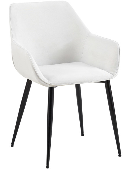 Fauteuil de table moderne en Tissu Blanc crème Métal Noir Kravi - 1