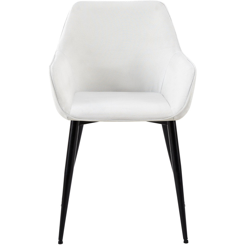 Fauteuil de table moderne en Tissu Blanc crème Métal Noir Kravi - 2