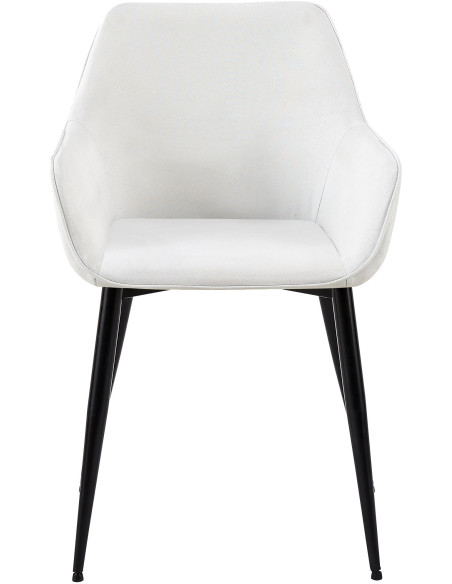 Fauteuil de table moderne en Tissu Blanc crème Métal Noir Kravi - 2