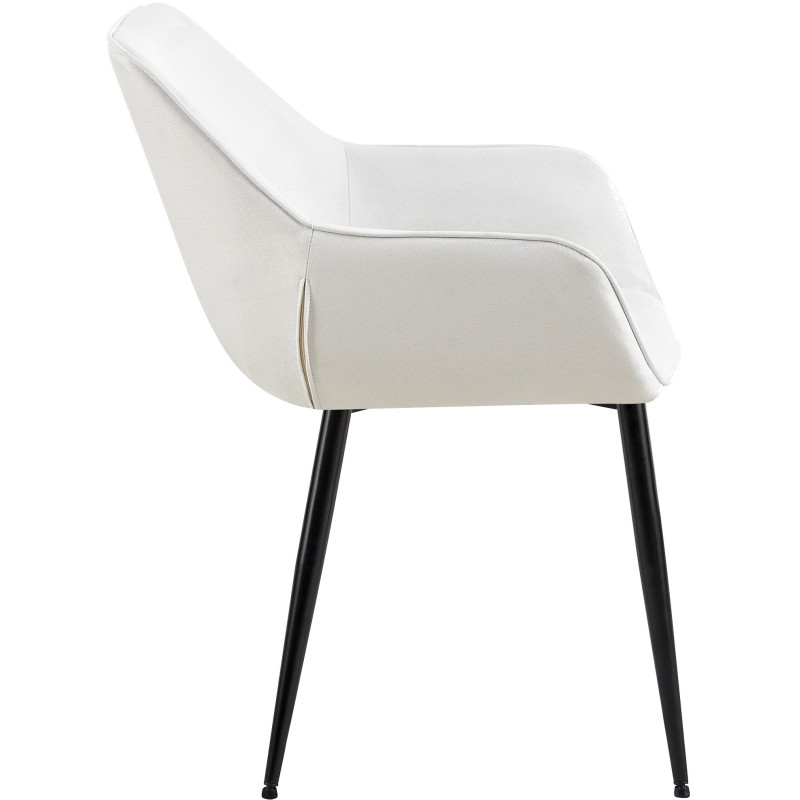 Fauteuil de table moderne en Tissu Blanc crème Métal Noir Kravi - 3