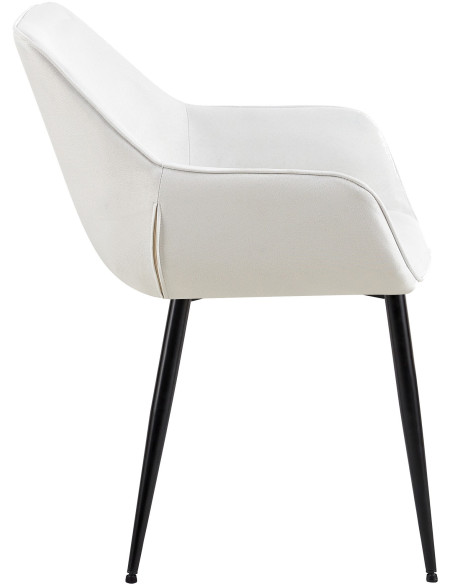 Fauteuil de table moderne en Tissu Blanc crème Métal Noir Kravi - 3