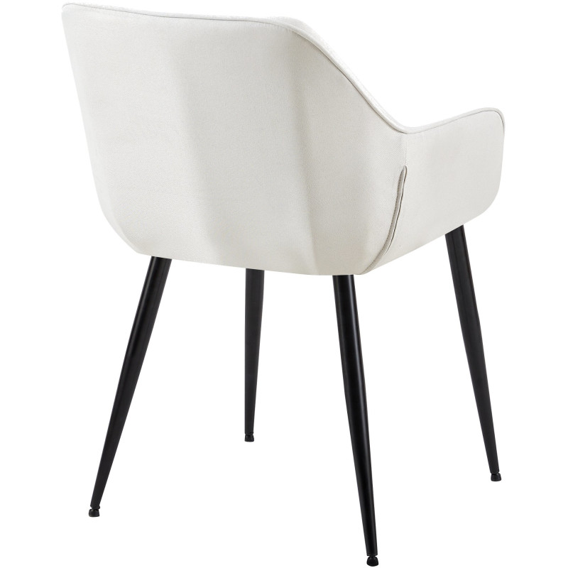 Fauteuil de table moderne en Tissu Blanc crème Métal Noir Kravi - 4