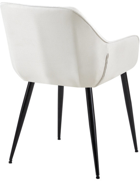 Fauteuil de table moderne en Tissu Blanc crème Métal Noir Kravi - 4