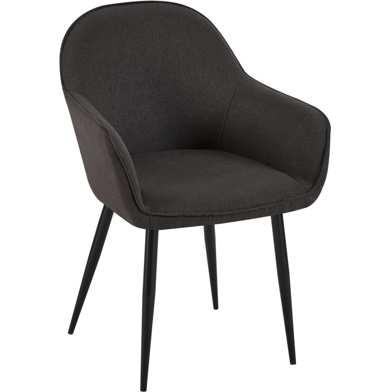 Fauteuil de table moderne en Tissu Noir Métal Noir Timalo - 1