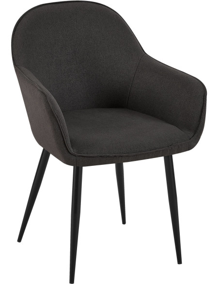 Fauteuil de table moderne en Tissu Noir Métal Noir Timalo - 1
