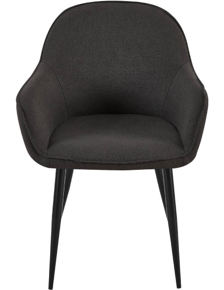 Fauteuil de table moderne en Tissu Noir Métal Noir Timalo - 2