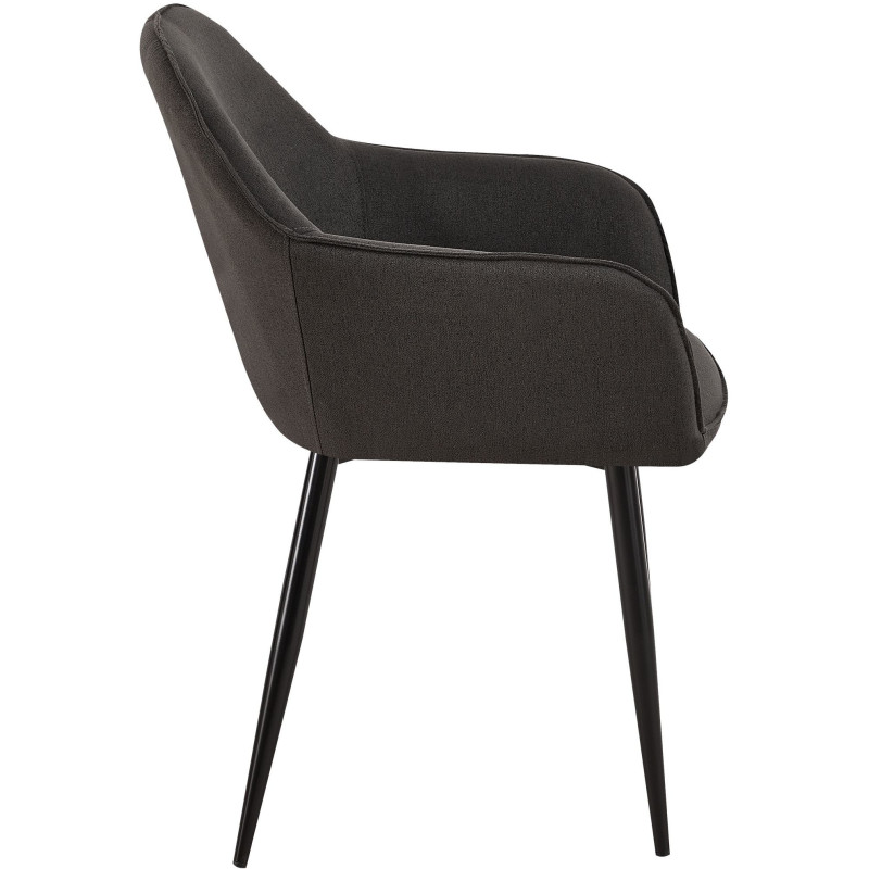 Fauteuil de table moderne en Tissu Noir Métal Noir Timalo - 3
