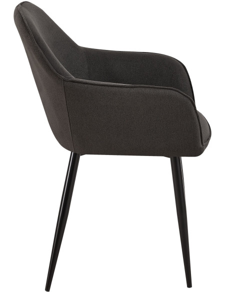 Fauteuil de table moderne en Tissu Noir Métal Noir Timalo - 3