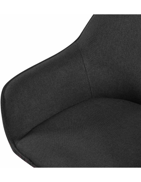 Fauteuil de table moderne en Tissu Noir Métal Noir Timalo - 6