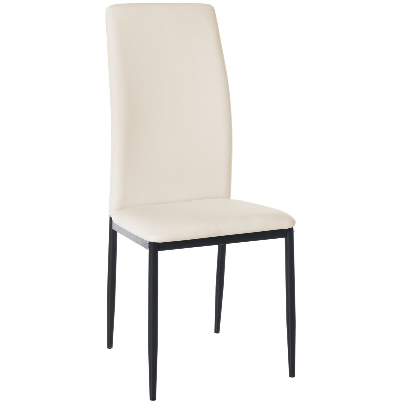 Chaise moderne dossier haut en Polyuréthane Blanc crème Métal Noir Floani - 1