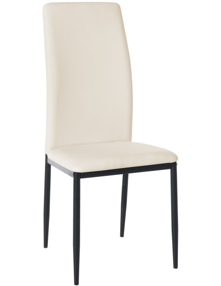 Chaise moderne dossier haut en Polyuréthane Blanc crème Métal Noir Floani - 1