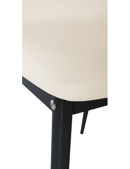 Chaise moderne dossier haut en Polyuréthane Blanc crème Métal Noir Floani - 2