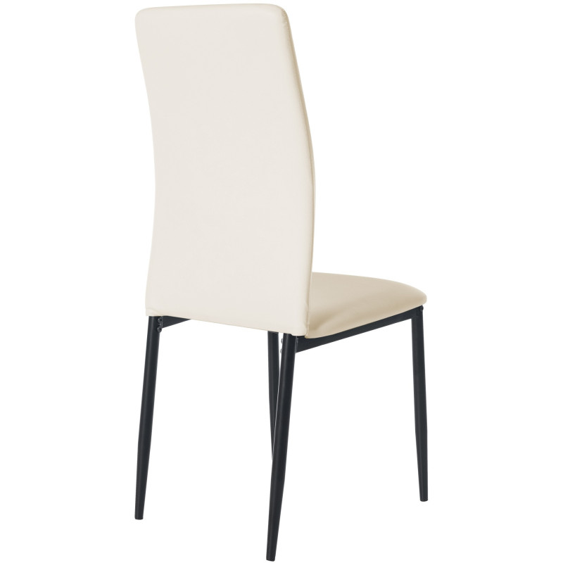 Chaise moderne dossier haut en Polyuréthane Blanc crème Métal Noir Floani - 3