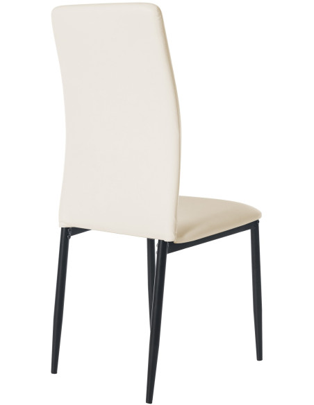 Chaise moderne dossier haut en Polyuréthane Blanc crème Métal Noir Floani - 3