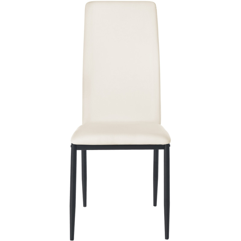 Chaise moderne dossier haut en Polyuréthane Blanc crème Métal Noir Floani - 5