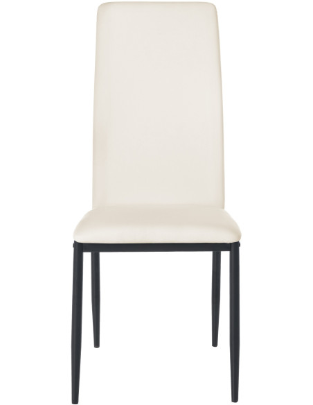 Chaise moderne dossier haut en Polyuréthane Blanc crème Métal Noir Floani - 5