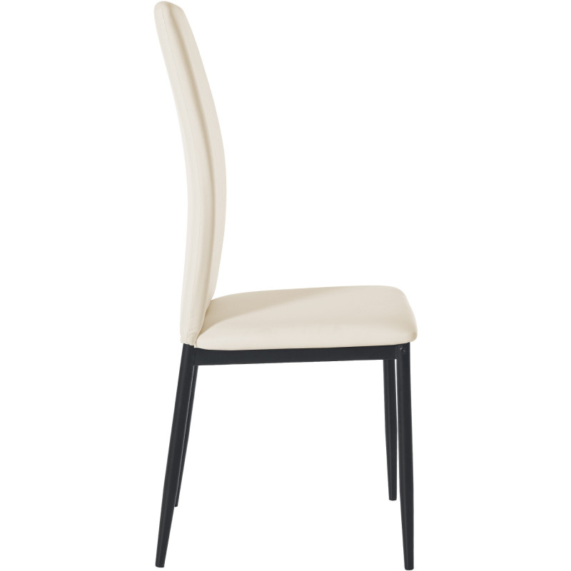 Chaise moderne dossier haut en Polyuréthane Blanc crème Métal Noir Floani - 6