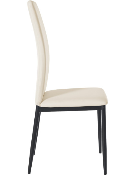Chaise moderne dossier haut en Polyuréthane Blanc crème Métal Noir Floani - 6