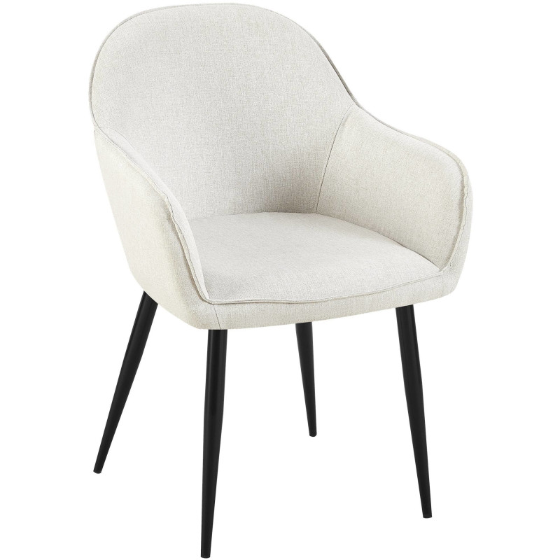 Fauteuil de table moderne en Tissu Blanc crème Métal Noir Timalo  - 1