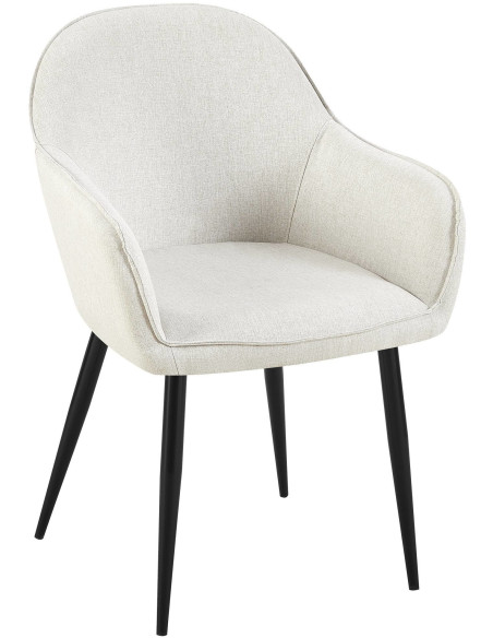 Fauteuil de table moderne en Tissu Blanc crème Métal Noir Timalo  - 1