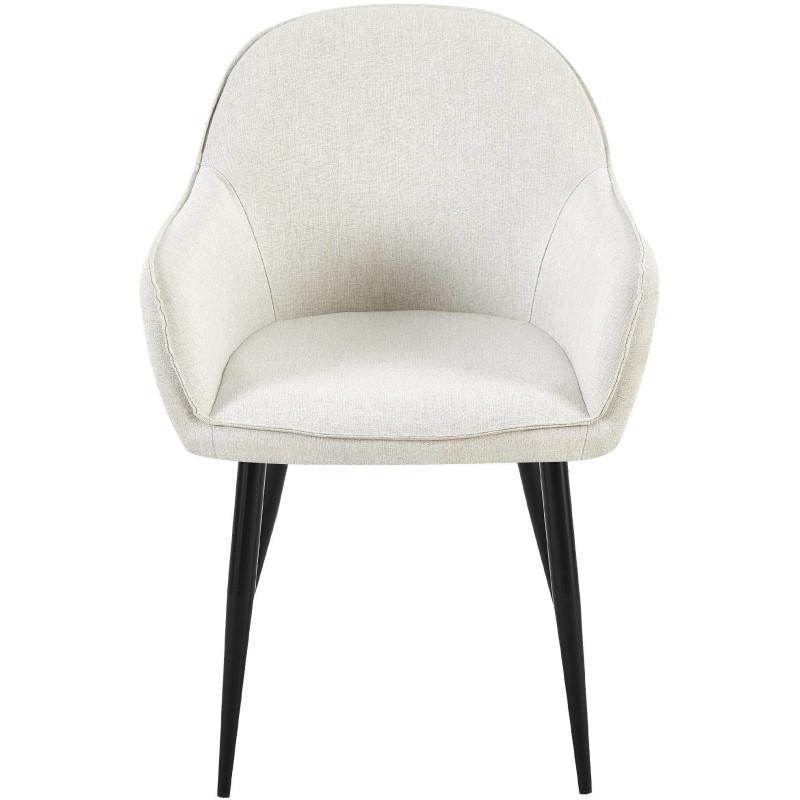 Fauteuil de table moderne en Tissu Blanc crème Métal Noir Timalo  - 2