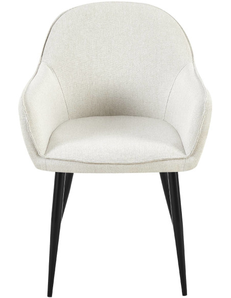 Fauteuil de table moderne en Tissu Blanc crème Métal Noir Timalo  - 2