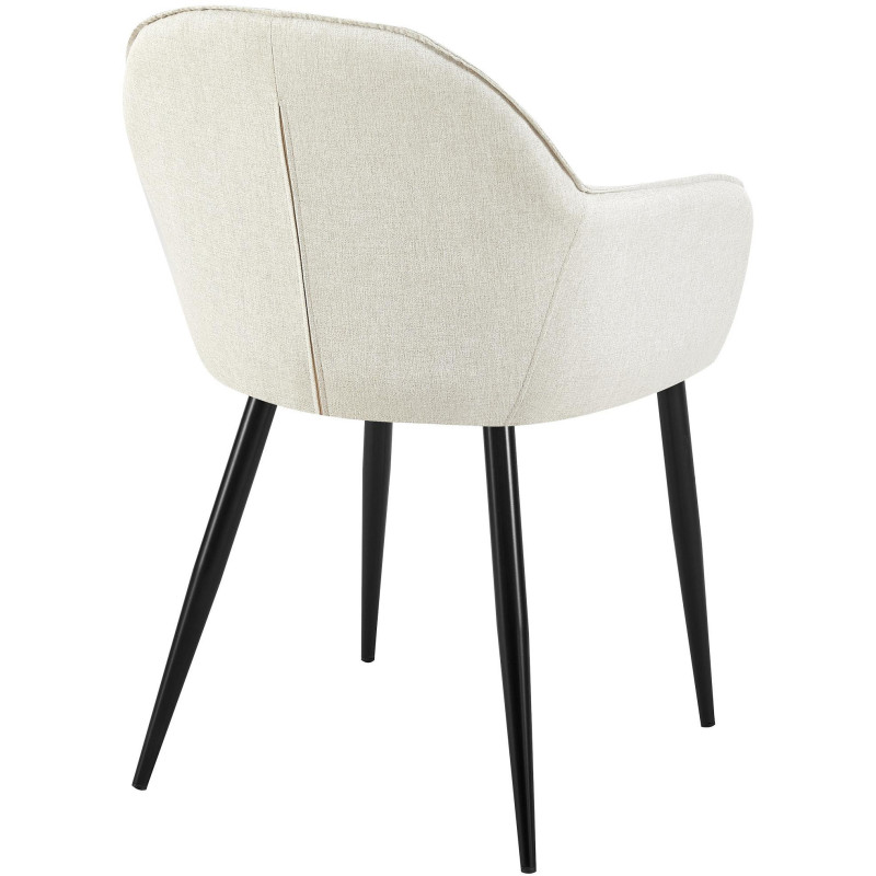 Fauteuil de table moderne en Tissu Blanc crème Métal Noir Timalo  - 4