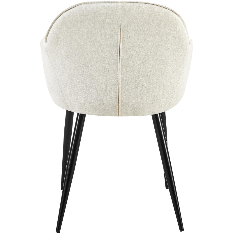 Fauteuil de table moderne en Tissu Blanc crème Métal Noir Timalo  - 5