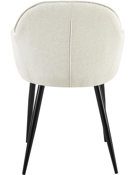 Fauteuil de table moderne en Tissu Blanc crème Métal Noir Timalo  - 5